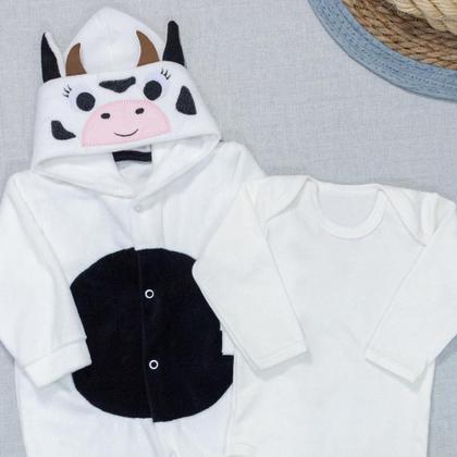 Imagem de Macacão de Bebê com Bordadinho de Vaquinha em Plush - 2 Pçs