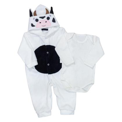 Imagem de Macacão de Bebê com Bordadinho de Vaquinha em Plush - 2 Pçs