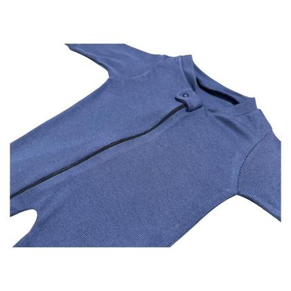 Imagem de Macacão De Bebê Zíper Azul Malha Algodão RN P M G 