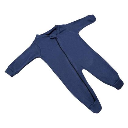 Imagem de Macacão De Bebê Zíper Azul Malha Algodão RN P M G 