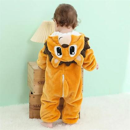 Imagem de Macacão de Frio Inverno Pijama Infantil de Bebê Urso Ursinho de Leão Leãozinho 