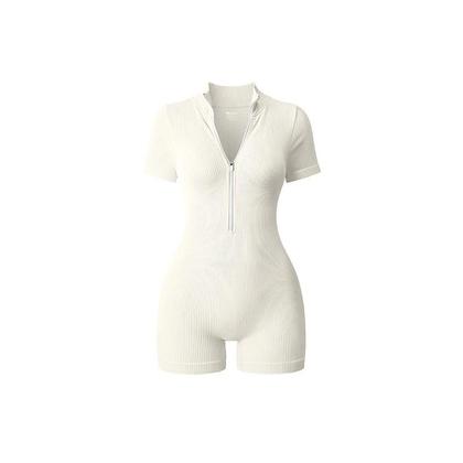 Imagem de Macacão De Yoga Feminino De Verão Com Manga Curta E Zíper, Roupa Esportiva Para Academia, Bodysuit