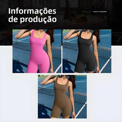 Imagem de Macacão de Yoga Feminino Sem Costura - Push Up para Treino e Fitness