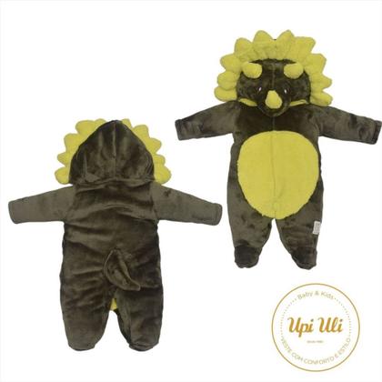 Imagem de Macacão Divertido de Bichinhos Masculino Dinossauro Pelúcia Antialérgica Upi Uli 1349