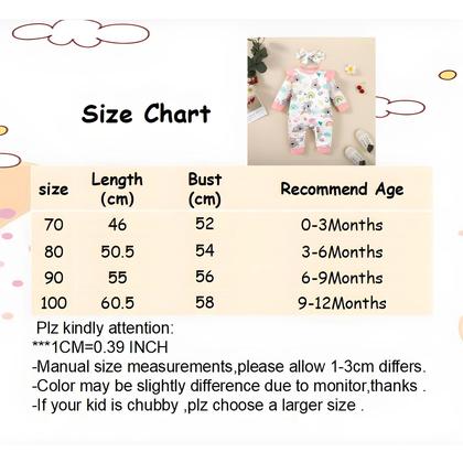 Imagem de Macacão e Bandana para Bebê Recém-nascida - 2 Peças com Mangas Longas