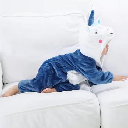 Imagem de Macacão Fantasia Infantil Inverno Frio Bebê Ursinho Unicórnio Gêmeos Menino e Menina