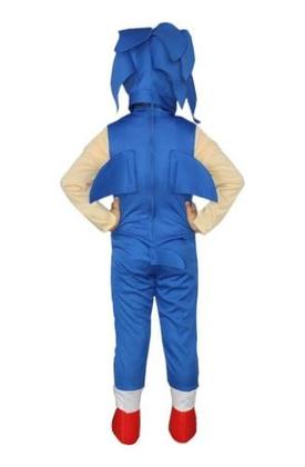 Imagem de Macacão Fantasia Sonic Azul Completa Deluxe Com Luvas Touca