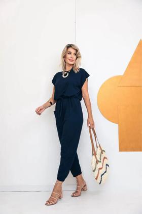 Imagem de Macacão Feminino Longo Canelado Manga Curta Moda Feminina 38 a 48 Macacão Longo Feminino Lançamento 2025 Moda Verão Saruel Longo