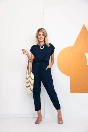 Imagem de Macacão Feminino Longo Canelado Manga Curta Moda Feminina 38 a 48 Macacão Longo Feminino Lançamento 2025 Moda Verão Saruel Longo