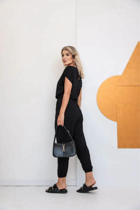 Imagem de Macacão Feminino Longo Canelado Manga Curta Moda Feminina 38 a 48 Macacão Longo Feminino Lançamento 2025 Moda Verão Saruel Longo