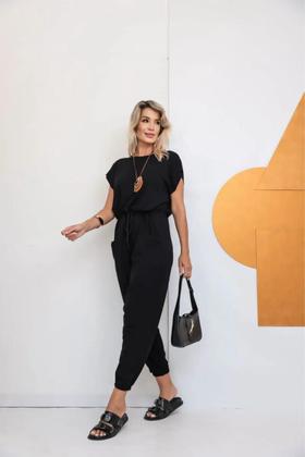 Imagem de Macacão Feminino Longo Canelado Manga Curta Moda Feminina 38 a 48 Macacão Longo Feminino Lançamento 2025 Moda Verão Saruel Longo