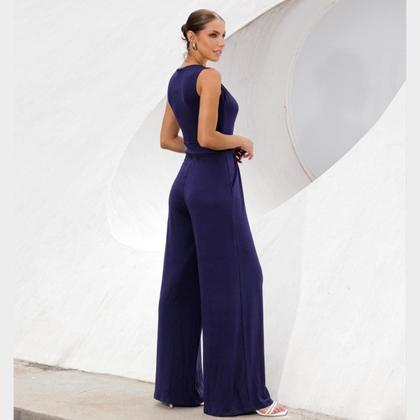 Imagem de Macacão Feminino Regata Em Malha Viscolycra Decote Transpassado