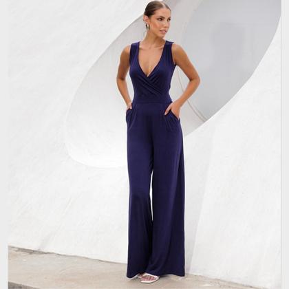 Imagem de Macacão Feminino Regata Em Malha Viscolycra Decote Transpassado