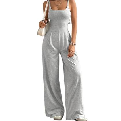 Imagem de Macacão Feminino Slim-Fit Halter Sem Mangas Costas Nuas Comprimento Longo Casual Primavera Verão