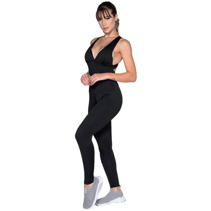 Imagem de Macacão Fitness Com Bojo Vekyo Modas Longo Suplex Liso Roupa de Academia Malhar Feminino