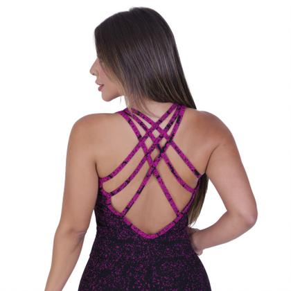 Imagem de Macacão Fitness Feminino Degrade Tiras Costas Decote Frente Bojo Orbis Rosa