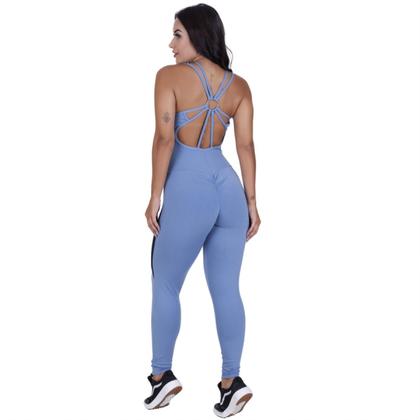 Imagem de Macacão fitness feminino empina bumbum bojo detalhe costas suplex orbis