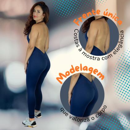 Imagem de Macacão Fitness Feminino Frente Única Academia Gola Alta