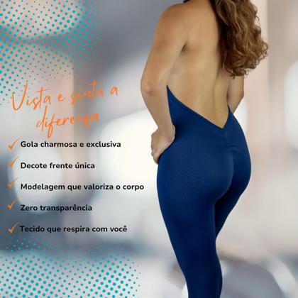 Imagem de Macacão Fitness Feminino Frente Única Academia Gola Alta