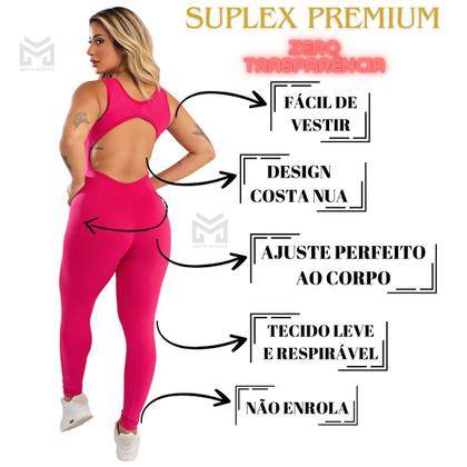 Imagem de Macacão Fitness Feminino Liso Academia Costas Aberta Longo Ginastica Mayu Modas