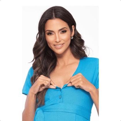 Imagem de Macacao gestante decote v com botoes para amamentacão