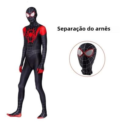 Imagem de Macacão Homem-Aranha no Aranhaverso - Cosplay Miles Morales para Crianças e Adultos