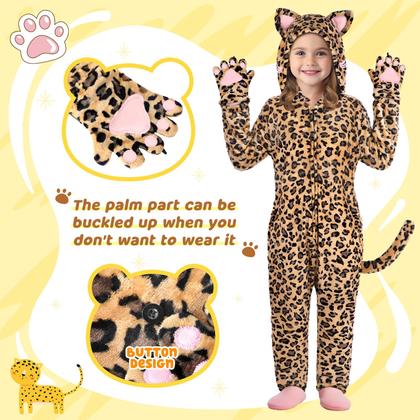 Imagem de macacão infantil Costume GIFTINBOX Leopard com cauda, luvas e chapéu