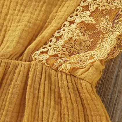 Imagem de Macacão Infantil de Algodão com Renda para Meninas (0-18 Meses) - Verão