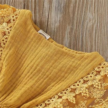 Imagem de Macacão Infantil de Algodão com Renda para Meninas (0-18 Meses) - Verão