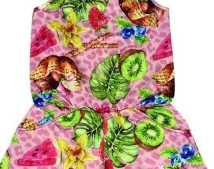 Imagem de Macacão Infantil Verão Frutas - Quebra Cabeça