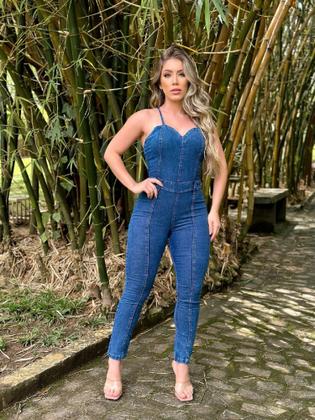 Imagem de Macacão Jeans Feminino Manchado - Com Lycra - Coleção Diva's