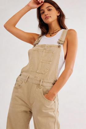 Imagem de Macacão jeans Utcoco feminino Loose Fit Barrel Leg Khaki