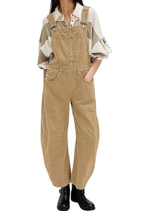Imagem de Macacão jeans Utcoco feminino Loose Fit Barrel Leg Khaki