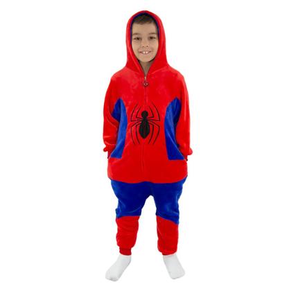 Imagem de Macacão Kigurumi Infantil Spiderman Homem Aranha Com Capuz 