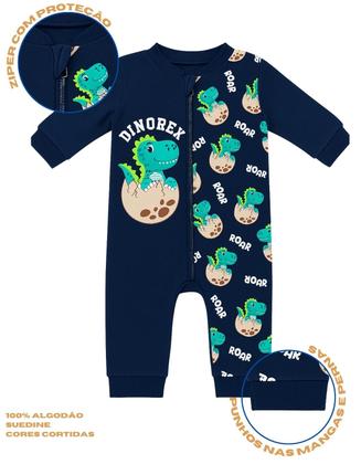 Imagem de Macacão Longo Bebê Protetor Ziper Menino Menina 100 Algodão Roupa Bebe Suedine Enxoval Macacao longo Atacado P M G 1 2 3