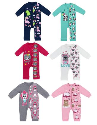 Imagem de Macacão Longo Bebê Protetor Ziper Menino Menina 100 Algodão Roupa Bebe Suedine Enxoval Macacao longo Atacado P M G 1 2 3