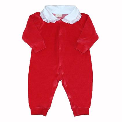 Imagem de Macacão Longo de Bebê Charmosa Vermelho Plush