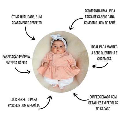 Imagem de Macacão Longo de Plush para Bebê Eloá Rosê 03 peças