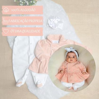 Imagem de Macacão Longo de Plush para Bebê Eloá Rosê 03 peças