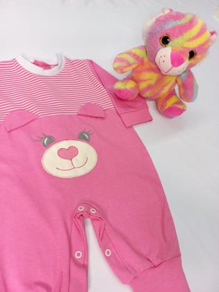 Imagem de Macacão Longo em Malha com Listras - Bordado de Ursa com detalhes nas Orelhas - Nethuno Baby