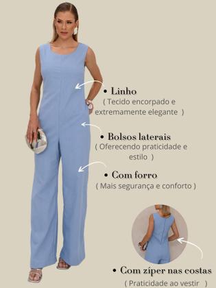 Imagem de Macacão Longo Feminino com Design Amplo e Bolsos Elegantes