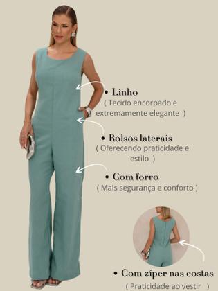 Imagem de Macacão Longo Feminino com Design Amplo e Bolsos Elegantes