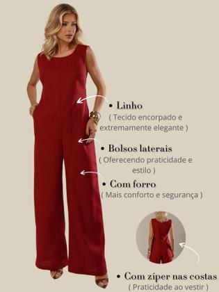 Imagem de Macacão Longo Feminino com Design Amplo e Bolsos Elegantes