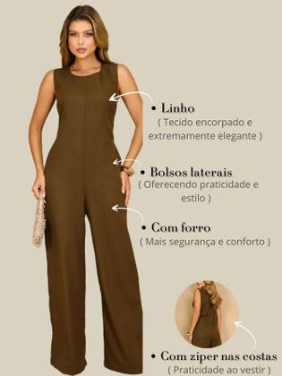 Imagem de Macacão Longo Feminino com Design Amplo e Bolsos Elegantes