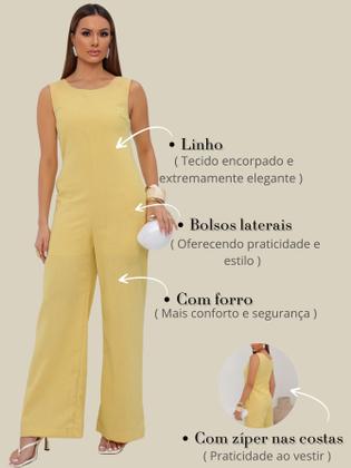 Imagem de Macacão Longo Feminino com Design Amplo e Bolsos Elegantes