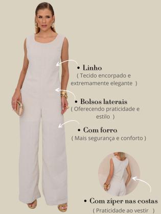 Imagem de Macacão Longo Feminino com Design Amplo e Bolsos Elegantes