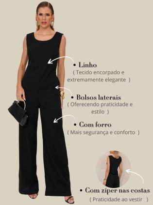 Imagem de Macacão Longo Feminino com Design Amplo e Bolsos Elegantes