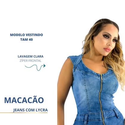 Imagem de Macacão  longo feminino jeans com lycra  tipo skinny  em lavagem clara 