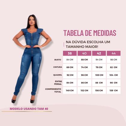 Imagem de Macacão  longo feminino jeans com lycra  tipo skinny  em lavagem escura
