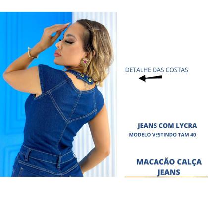 Imagem de Macacão longo feminino jeans lycra tipo skiny lav escura